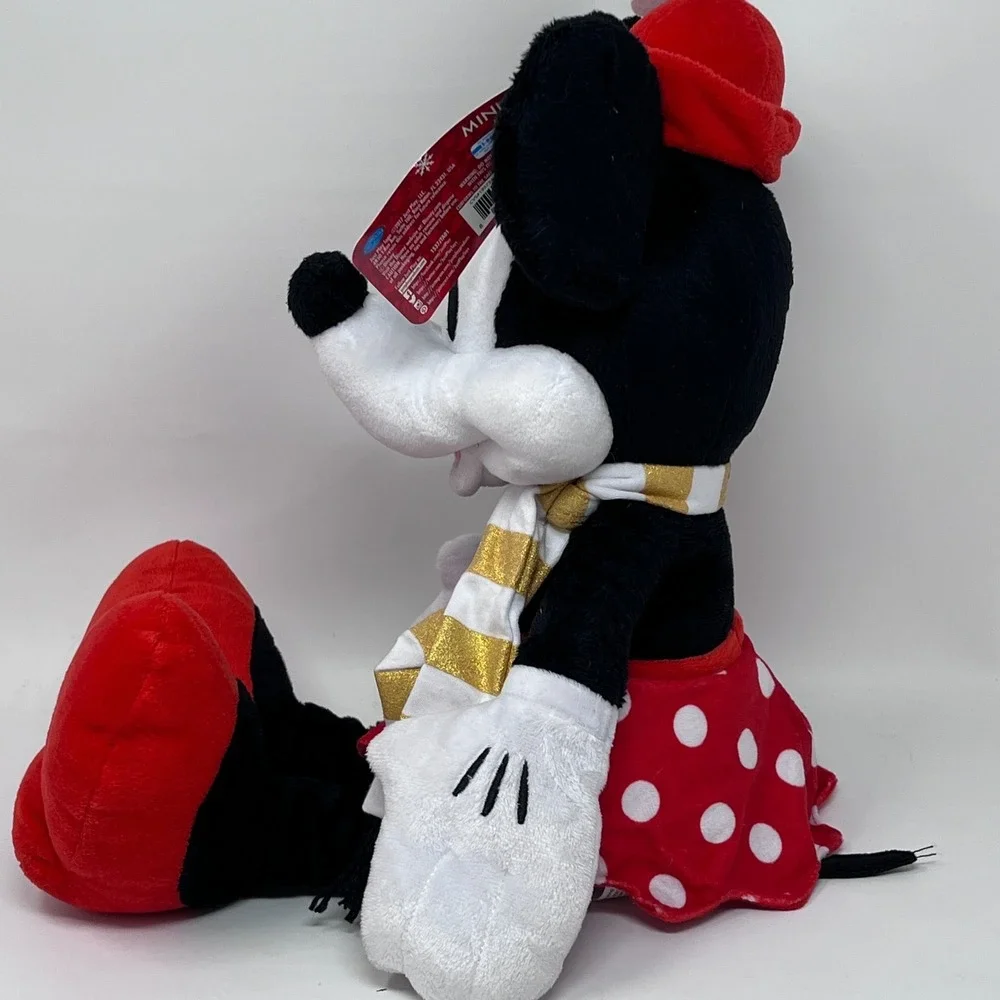 Disney Just Play Mickey Minnie Christmas Plush Set Gold White Scarves 20